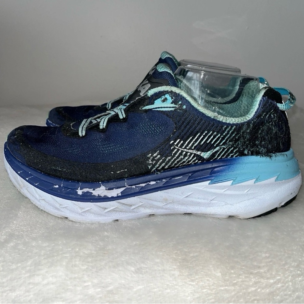 Hoka‎ One One Bondi 5 Womens 9.5 Blue Lace Up Athletic Running Shoes Sneakers. - Picture 3 of 16